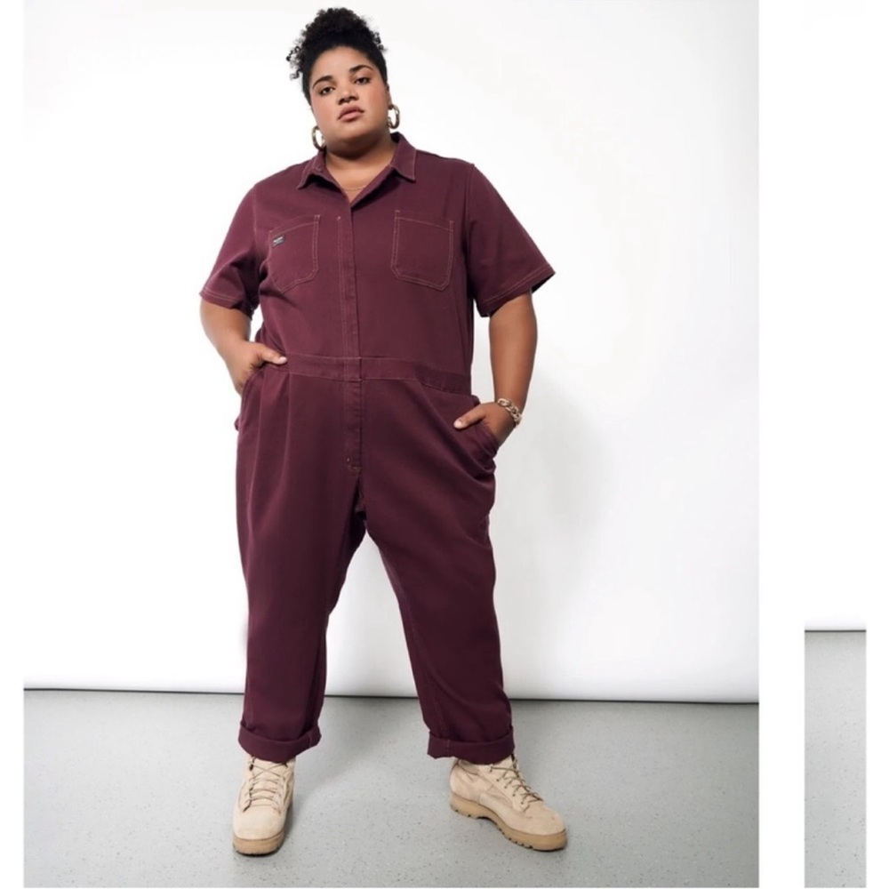 Wildfang The Essential Denim Coverall Merlot 
size 3x